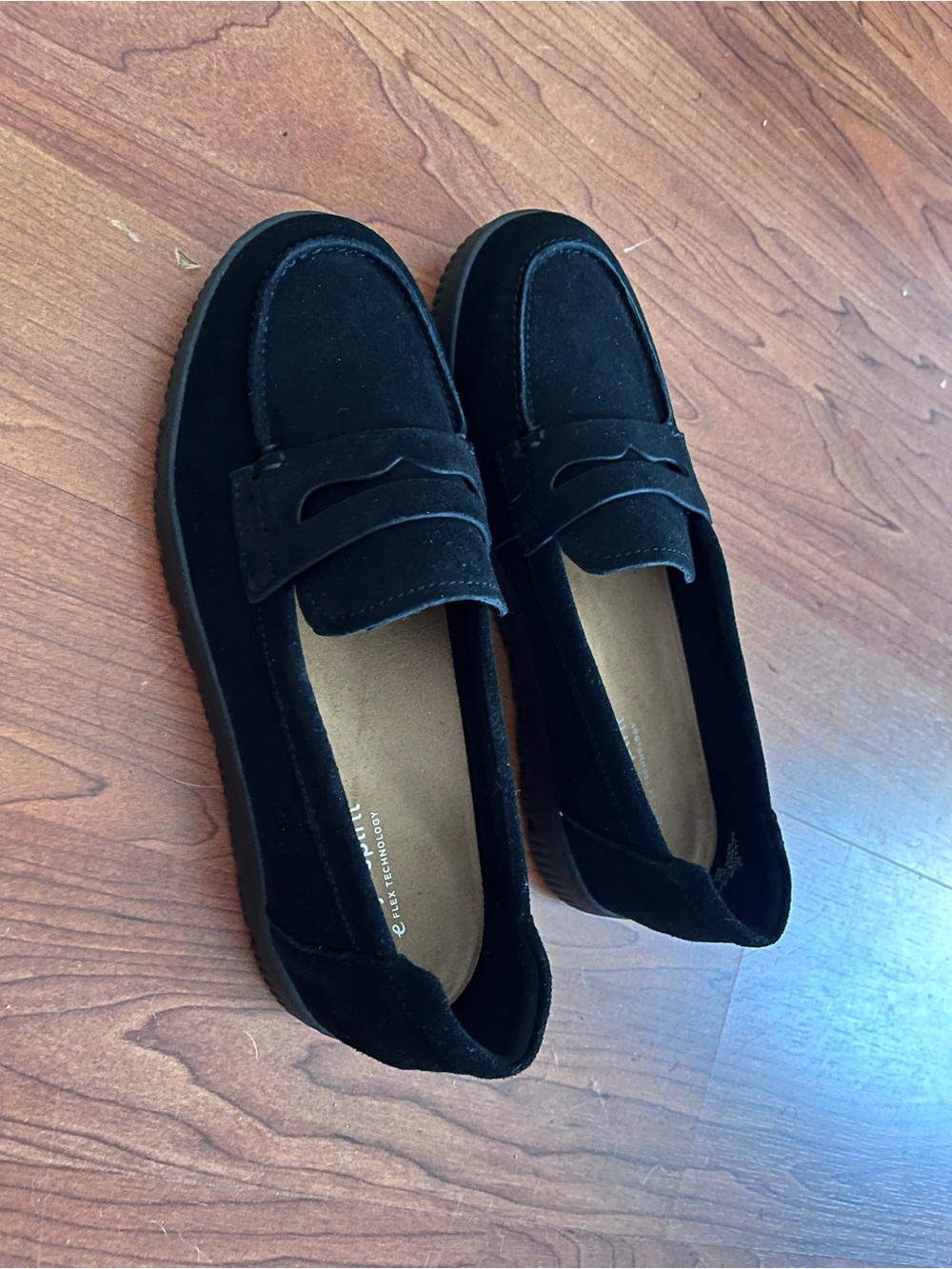 Easy Spirit Black Faux-Suede Penny Loafers